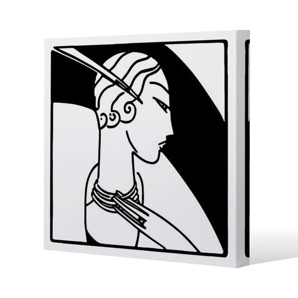Benjamin Tate Design Art Deco Woman Slim Style Canvas Print  30x30cm , 15mm Slim Real wood.