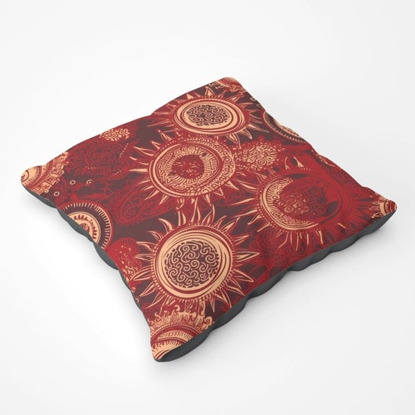 Warren Reed Abstract Red Moon And Sun Floor Cushion