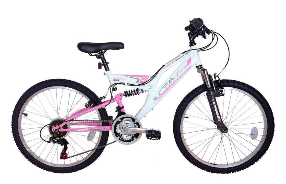 Dallingridge Chic Junior Girls Full Suspension Mountain Bike, 24" Wheel - White/Pale Pink