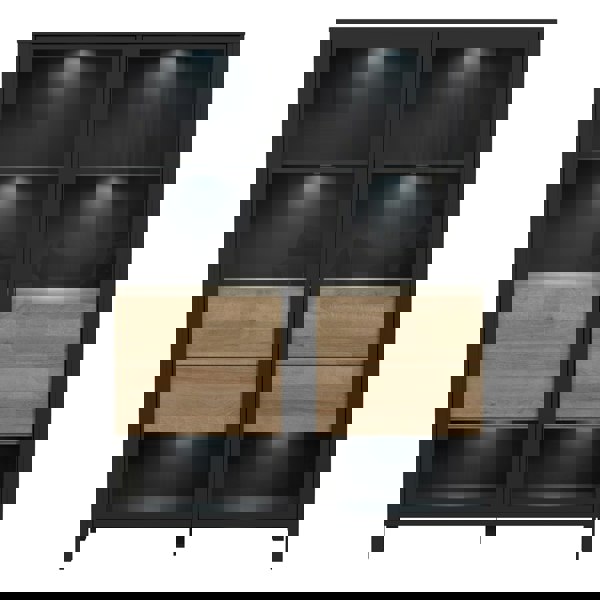 Furniture To Go High Rock Extra Wide Display Cabinet in Matt Black/Riviera Oak