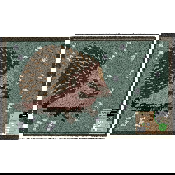 JVL Eco-Friendly Latex Backed Coir Entrance Doormat, 45x75cm - Hedgehog