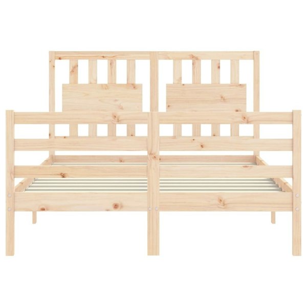 Berkfield Bed Frame with Headboard Double Solid Wood