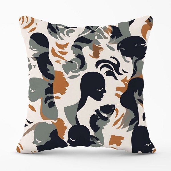 Warren Reed Abstract Grey Brown Silhouette Cushions