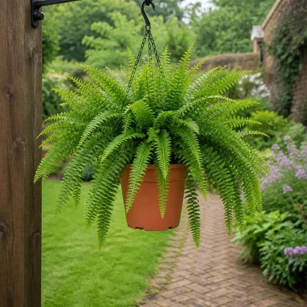 Nephrolepis Hanging Basket Boston Fern 19cm Pot – Easy Care Pet Friendly Indoor Houseplant