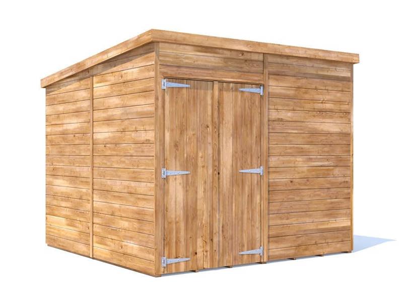 Dunster House Wooden Bike Shed 2.4m x 2.4m ( 8'x8') 15mm Walls Pent Roof, Superfelt Overlord Modular
