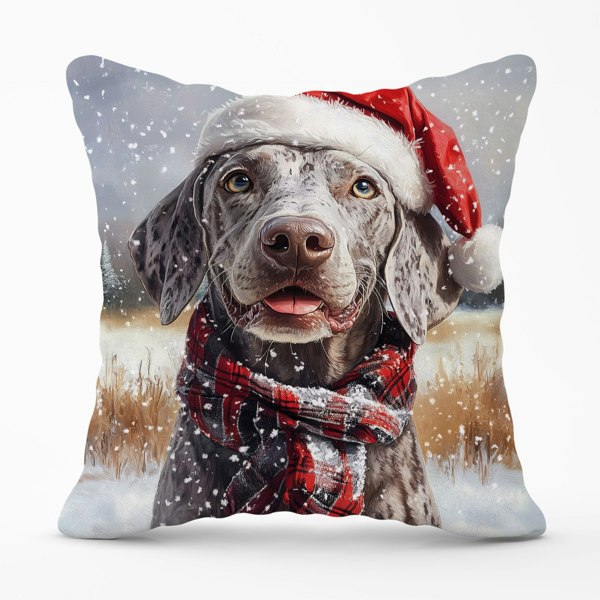 Warren Reed Christmas Weimarana Cushion