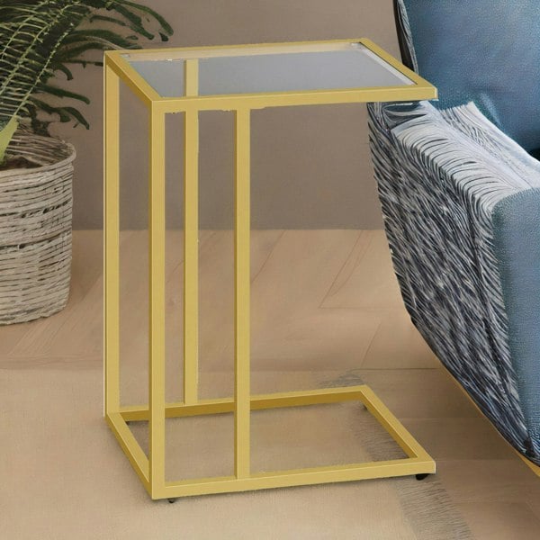 Rafaelo Mobilia Tempered Glass Gold Side Table