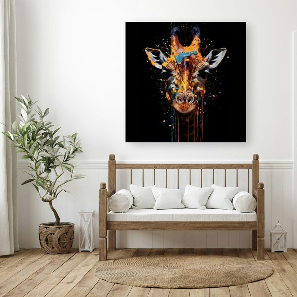 Warren Reed Giraffe Face Splash Art Canvas