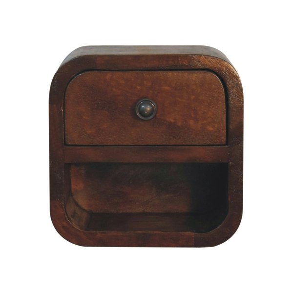 Artisan Furniture Solid Wood Extra Mini Curved Chestnut Bedside with Open Slot