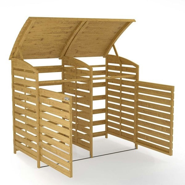 Outdoor Spruce Wood Trash Can Storage Shed Living and Home