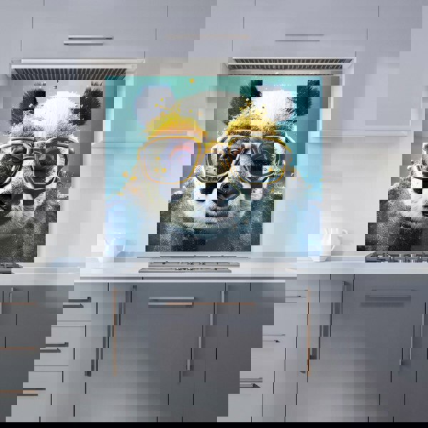 Warren Reed - Designer Panda With Golden Glasses Splashart Kitchen Splashback