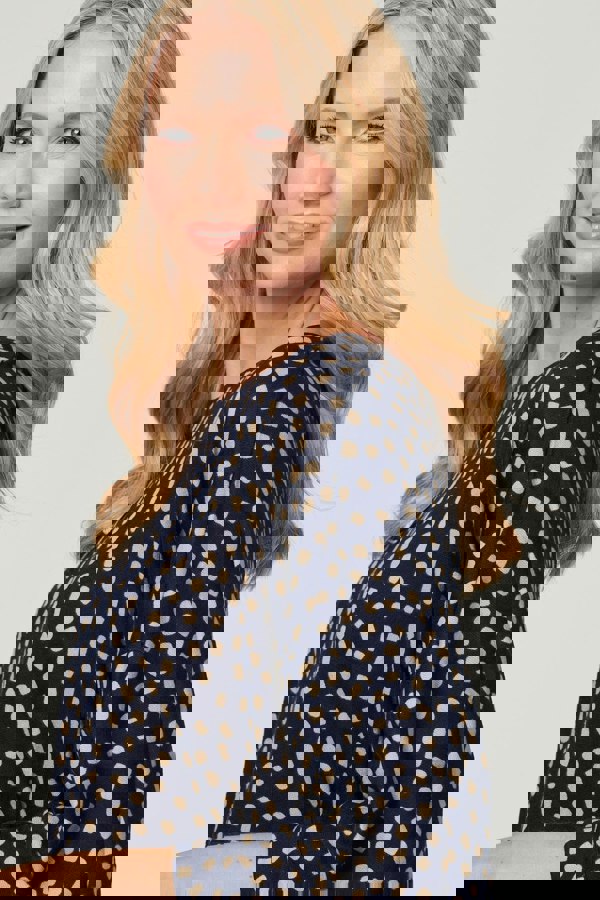 Navy | Polka Dot Oversize Blouse Top