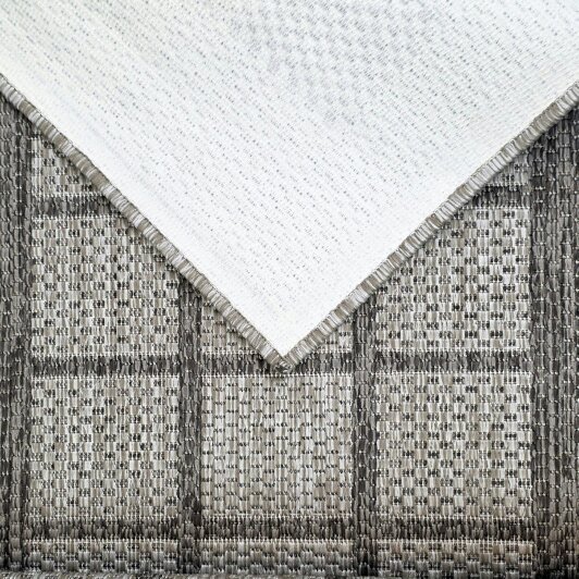 Viva Rugs Taupe Brown Beige Geometric Runner Rug Non-Slip Flat Weave Kitchen Hallway Carpet