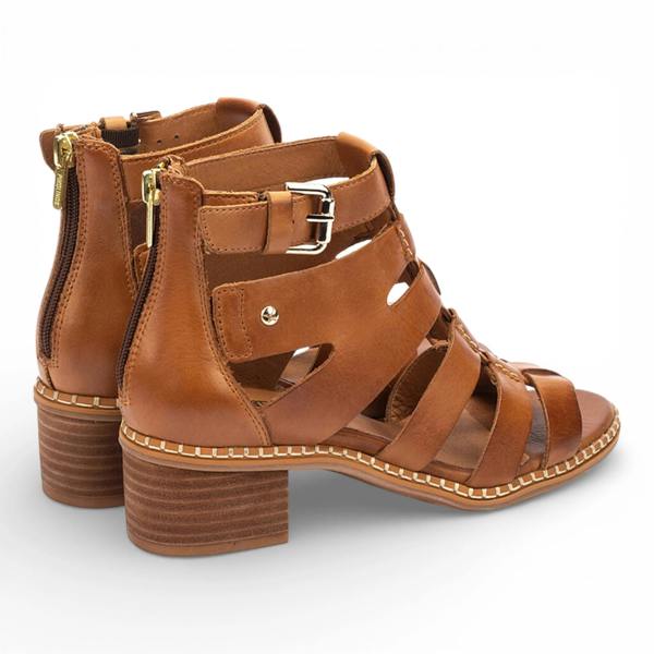 Pikolinos Blanes - Women's Brown Leather Block-Heel Sandals