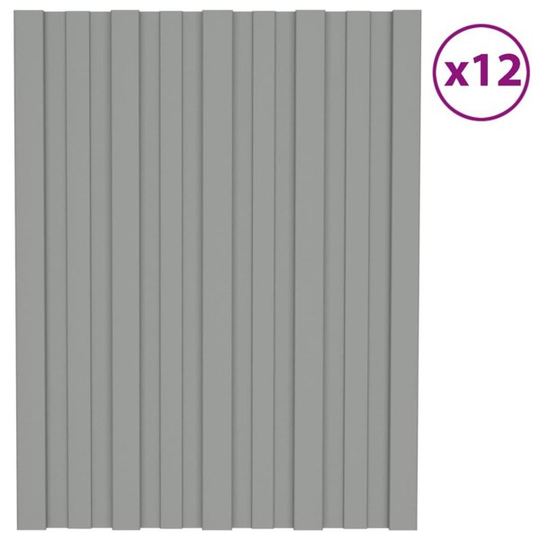 Berkfield Roof Panels 12 pcs Galvanised Steel Grey 60x45 cm