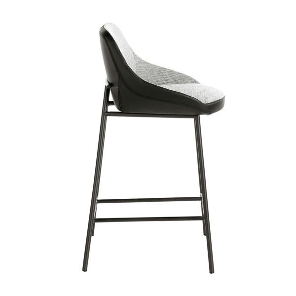 Angel Cerdá Grey Fabric and Black Leatherette Stool 4100