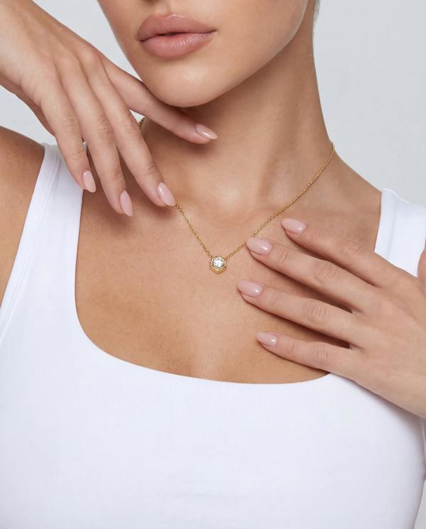 Elk & Bloom 14K Gold Solitaire Pendant Choker Necklace