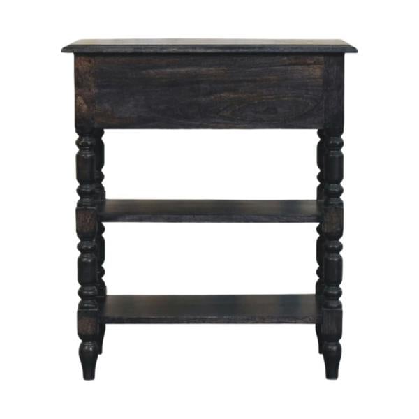 Artisan Furniture Solid Wood Heritage Turned-Leg Side Table, 1 Drawer & 2 Open Slots, Dark Brown
