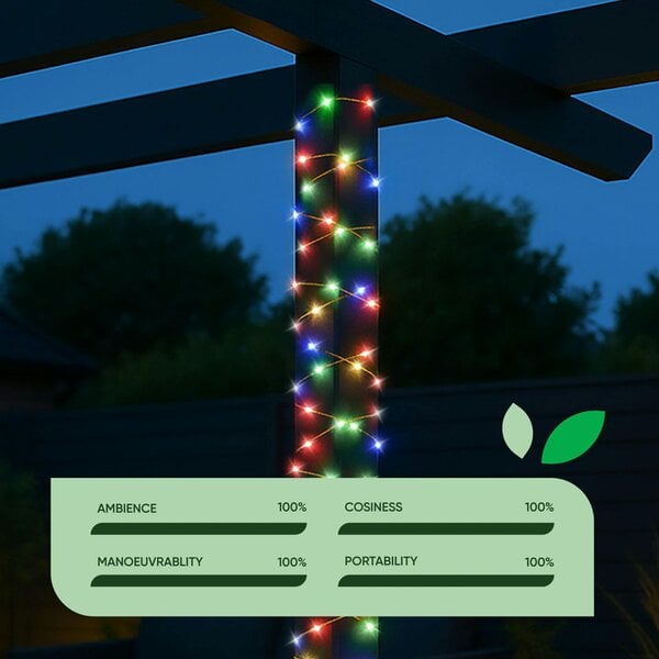 Gardenwize 20m Solar Multi-Coloured LED String Lights – 200 LEDs