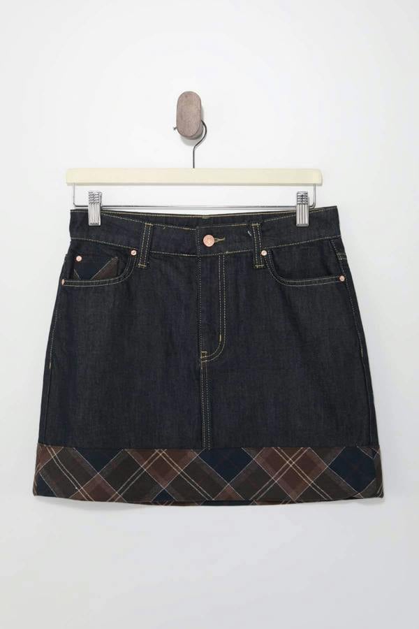High Waist Detail Mini Denim Skirt