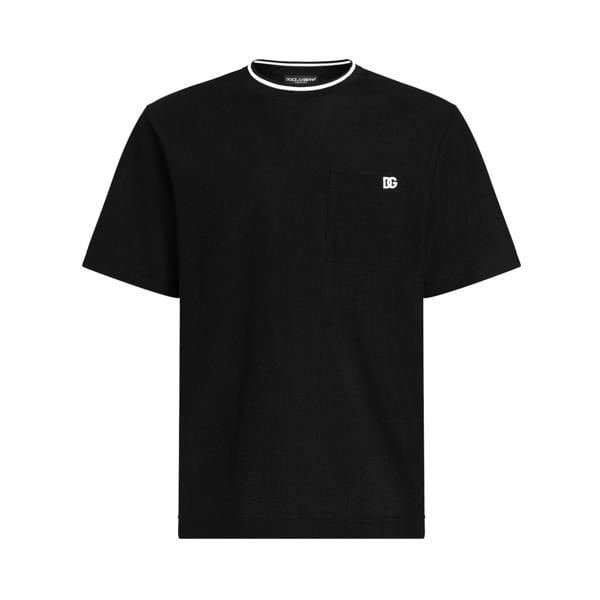 Dolce & Gabbana Patch Pocket Piqué T-Shirt   in  Black