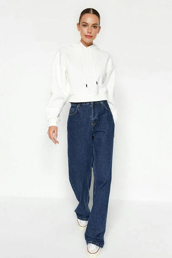 WOVCOR Basic Crop Knit Sweatshirt with Hood