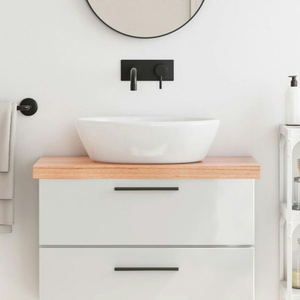 Berkfield Bathroom Countertop Light Brown 80x30x6 cm Treated Solid Wood