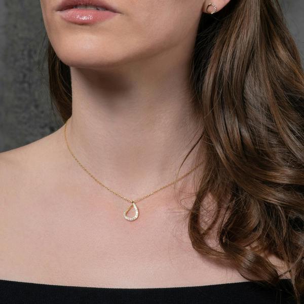 namana Gold plated Sterling Silver Pear Shaped Pendant Necklace for Women