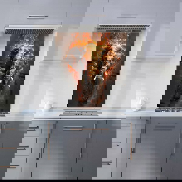 Warren Reed - Designer Splashart Elephant and fire Kitchen Splashback