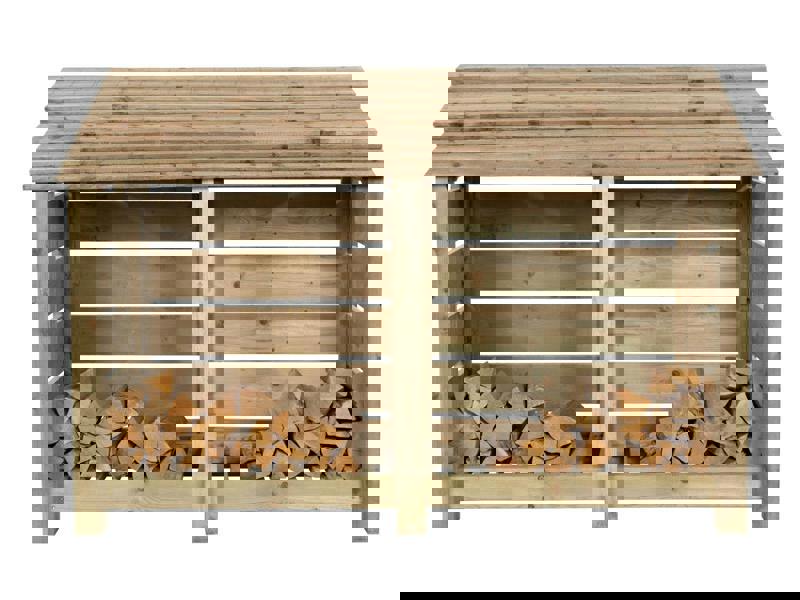 Arbor Garden Solutions Slatted Wooden Log Store W-187cm, H-126cm or 180cm, D-88cm