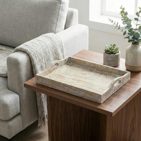 Garden Greatness White Wash Brushed Serving Tray