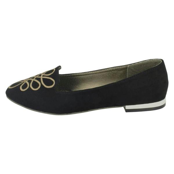 Spot On Ladies Spot On Looped Vamp Stitched Ballerinas