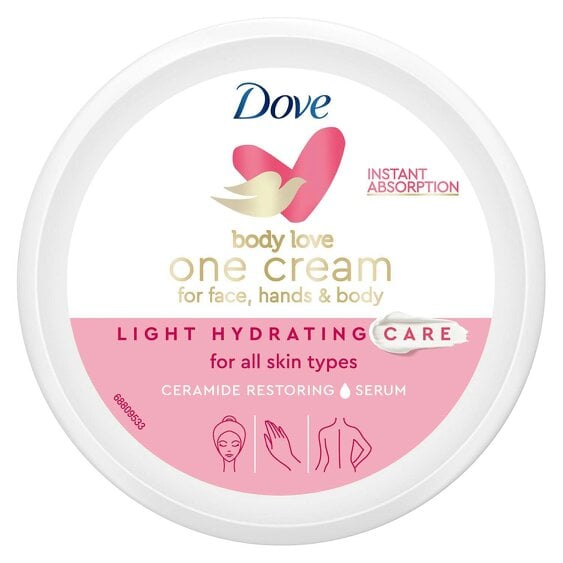 Dove Light One Cream Hydrating Care 250ml, Face Hands & Body for All Skin 3 Pack