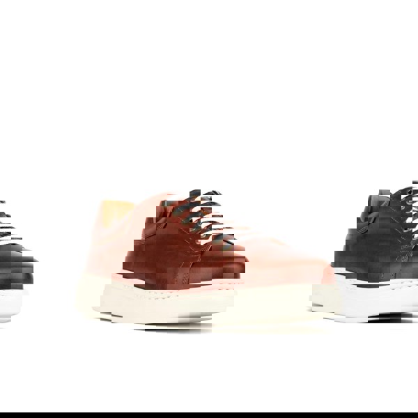 Embassy London Sun City - Brown - Men's white sole trainer in brown soft leather