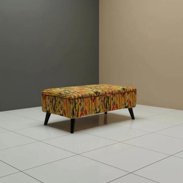 Multi-coloured artistic pattern ottoman for living room centrepiece