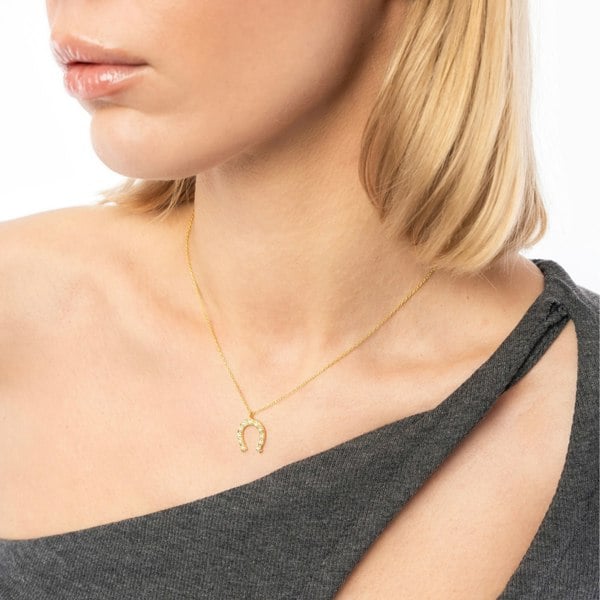 Spero London Sterling Silver Horseshoe Equestrian Necklace