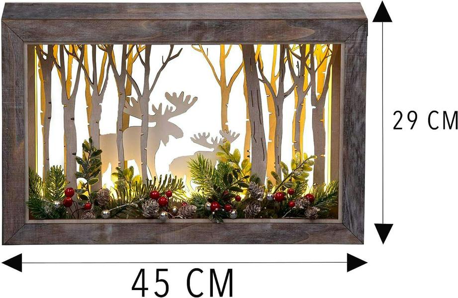 Wooden LED Reindeer Scene Table Top Christmas Decoration – Size Options Available image 1