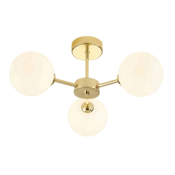Contemporary Chic Polished Gold Ceiling Light with Opal White Globe Glass Shades Image 1