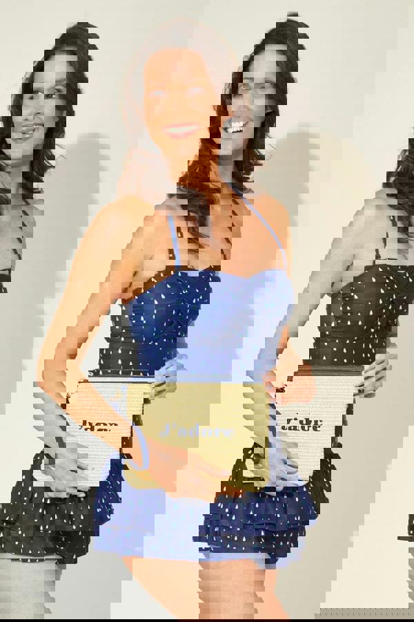 Embroidered Straw Clutch Bag