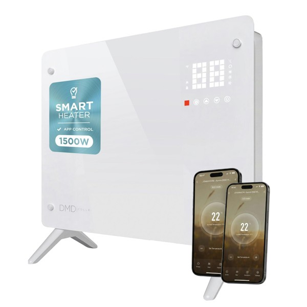 DMD Collective Smart Glass Panel Heater – Fast, Silent & Energy-Efficient - 1500W - White