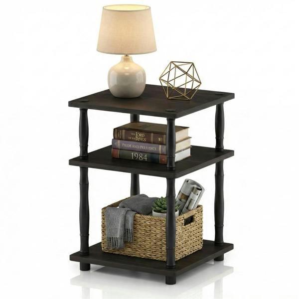 WALPLUS Turn-N-Tube Easy Assembly Multipurpose Shelf with Classic Tubes, French Oak Grey/Black perfect for organized storage and display