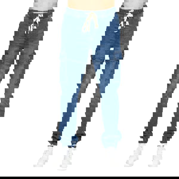 Crosshatch Mens Malimore Cuffed Ankle Cargo Jeans - Stone Wash