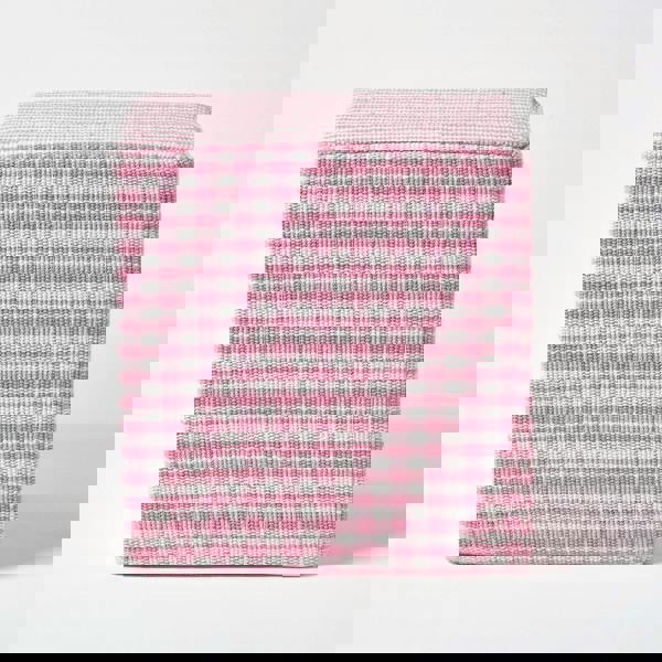 HOMESCAPES Gingham Check Cotton Cube Pouffe - 36 x 36 x 38 cm