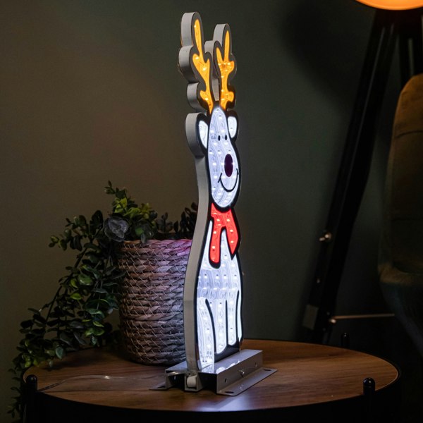 Samuel Alexander 40cm Infinity Standing Christmas Reindeer with Metal Base, White and Red LEDs