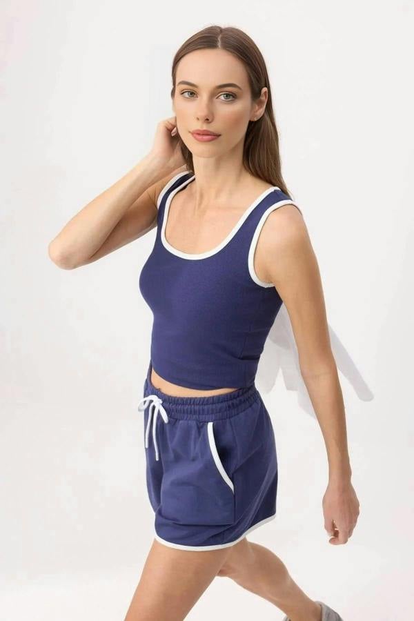 WOVCOR 2-Piece Fitted Pocketed Ribbed Stretch Knit Top and Bottom Set