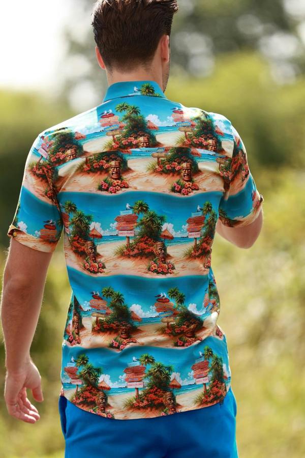 BEACH CLUB VIBES SHORT SLEEVE PRINT SHIRT – Premium Men's Patterned Shirt by Claudio Lugli | Bold Design, Tailored Fit, Best Printed Shirts