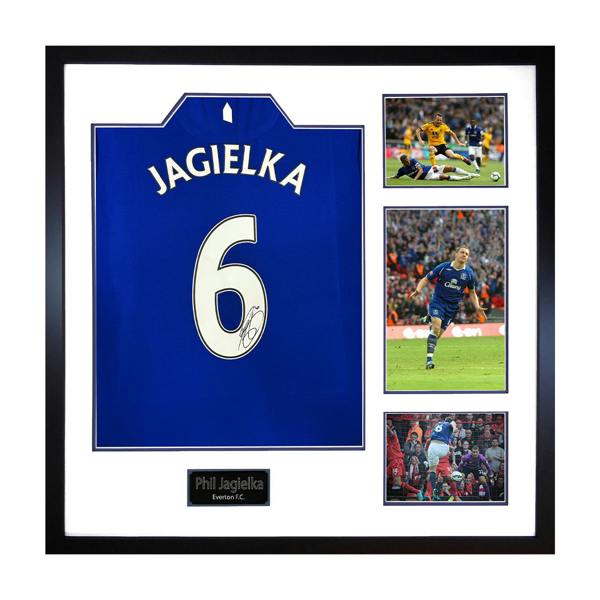 Phil Jagielka Signed Everton Shirt Elite Frame