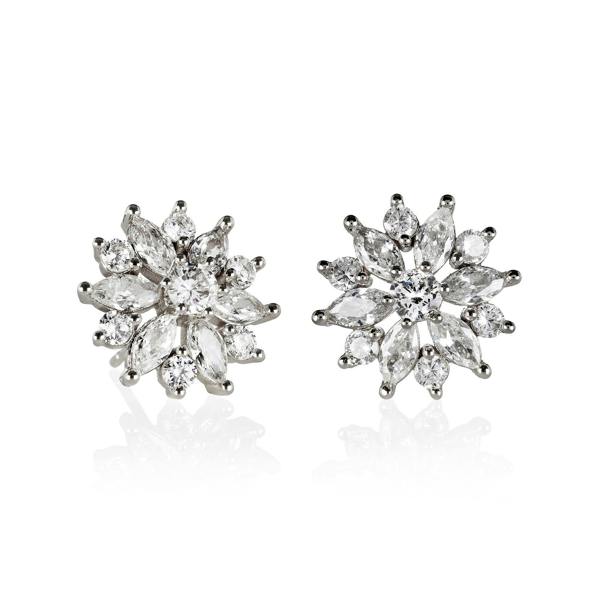 Large Cubic Zirconia Flower Stud Earrings for Women - namana.london
