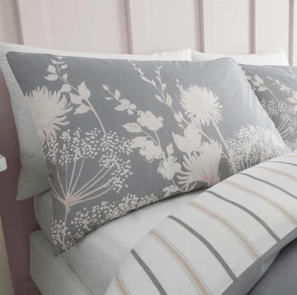 Meadowsweet Floral Grey/Pink Duvet Cover Set