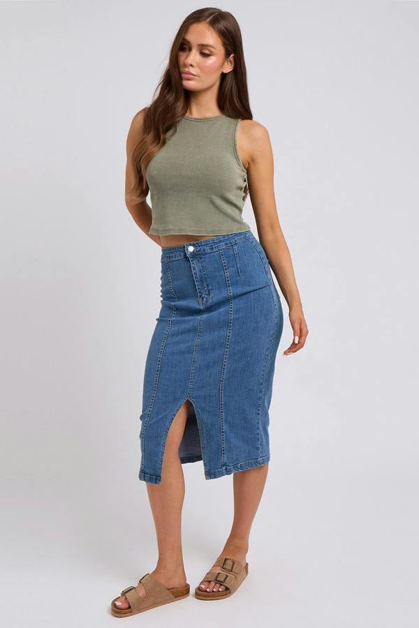 Urban Bliss Blue Aqua Yoke Seamed Skirt